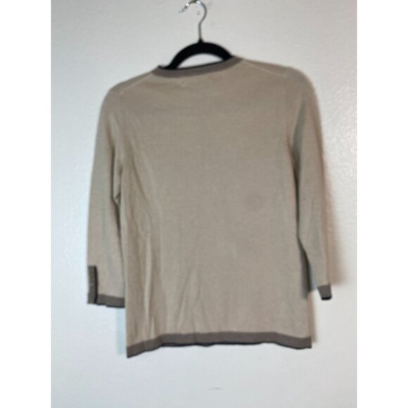 Brooks Brothers cashmere Silk Sweater Size XS Beige Cream Country Clun Knit 3/4 - Picture 2 of 15